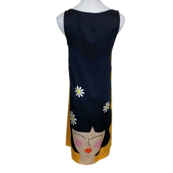 GIULIA ROSITANI 100% SILK WOMEN'S GRAPHIC FACE SLEEVELESS SHIFT DRESS - M - Picture 3 of 10